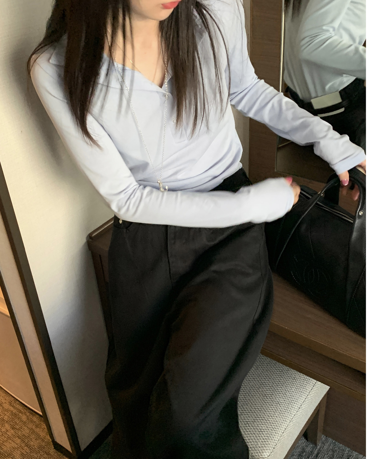 天絲翻領修身上衣