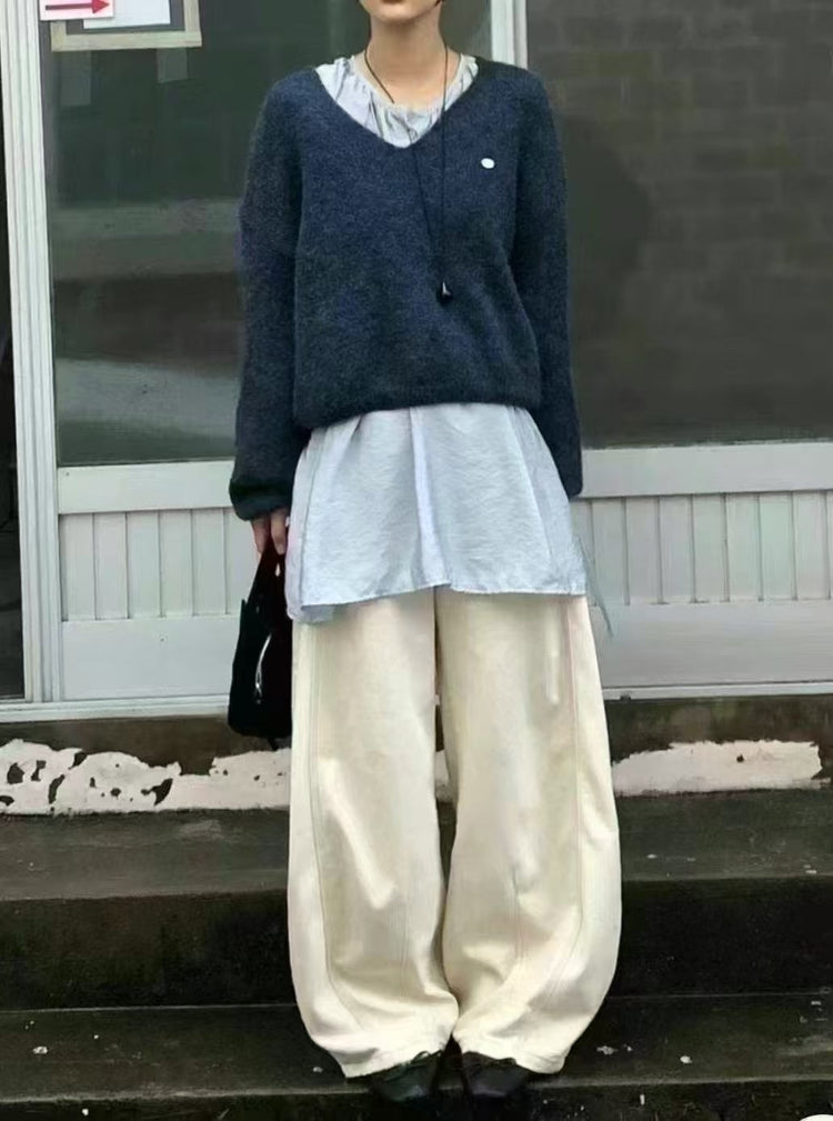 復古口袋細節繭型褲