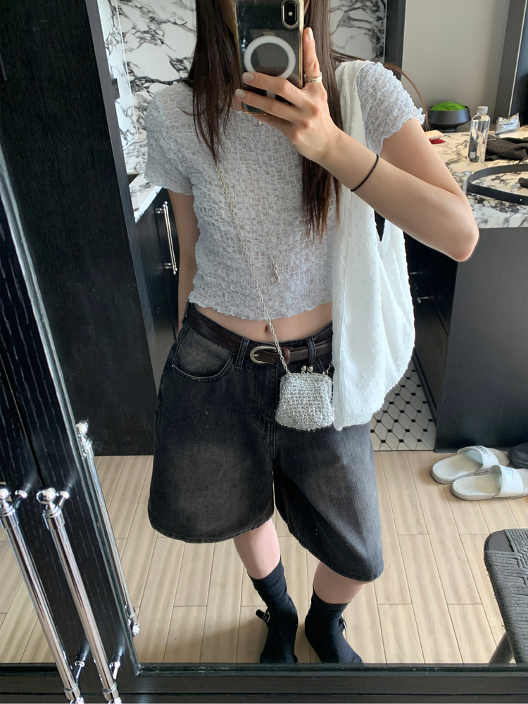 輕薄美刷色基礎五分褲