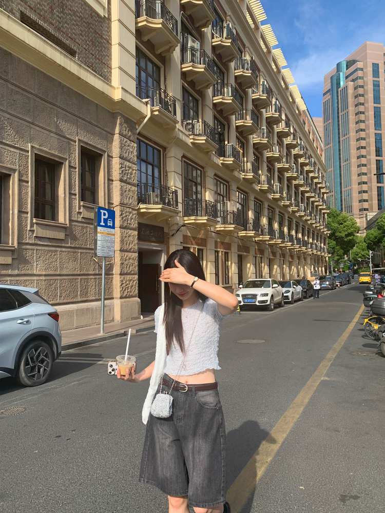 輕薄美刷色基礎五分褲