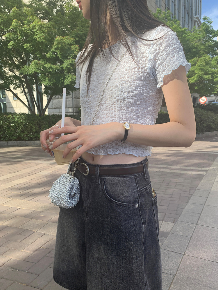 輕薄美刷色基礎五分褲
