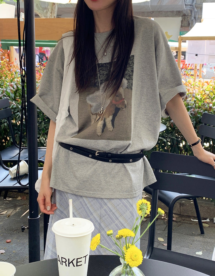 休閒小馬圖案寬鬆上衣