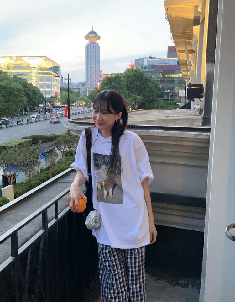 休閒小馬圖案寬鬆上衣
