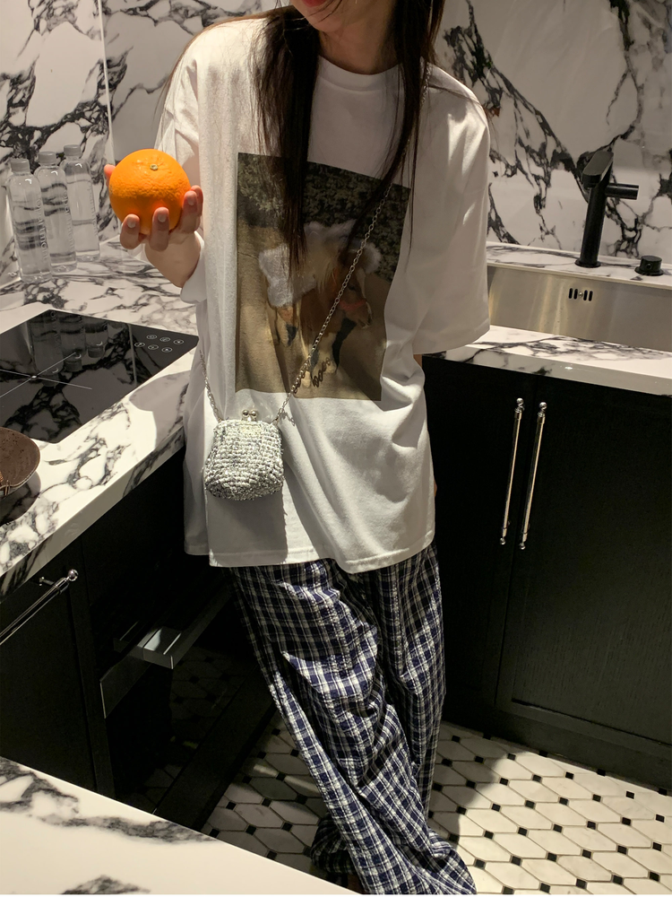 休閒小馬圖案寬鬆上衣