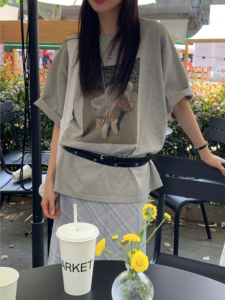 休閒小馬圖案寬鬆上衣