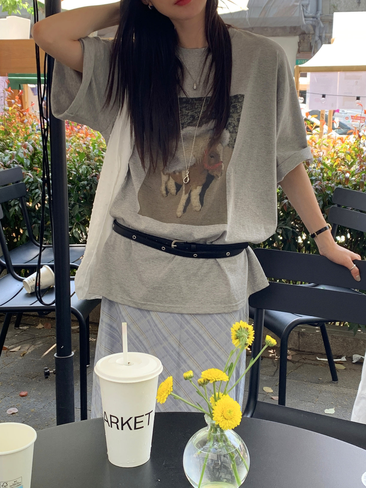休閒小馬圖案寬鬆上衣