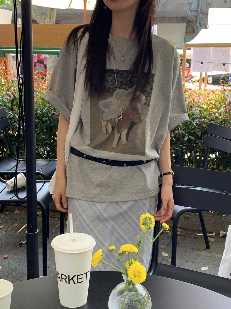 微透格紋層次半裙