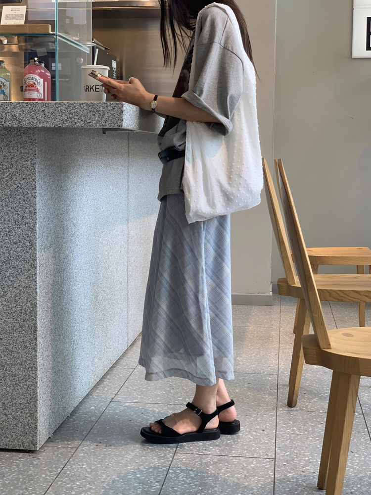 微透格紋層次半裙