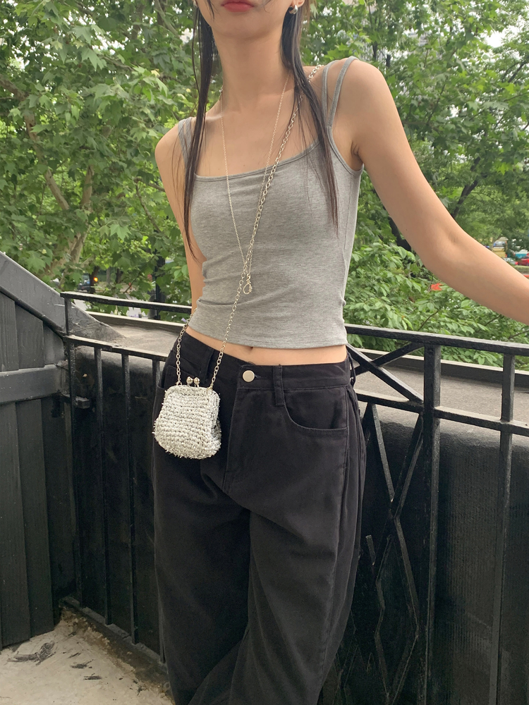 雙層肩帶修身背心