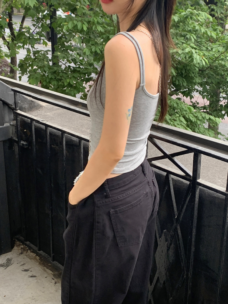雙層肩帶修身背心