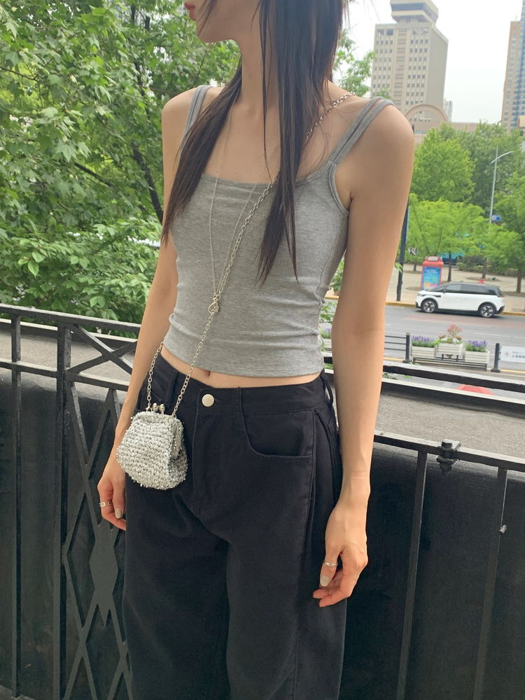 雙層肩帶修身背心