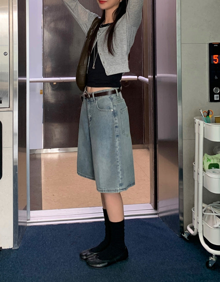 輕薄美刷色基礎五分褲