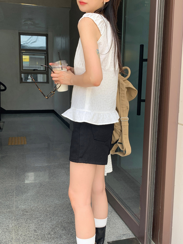 花花暗紋理抓皺細節上衣