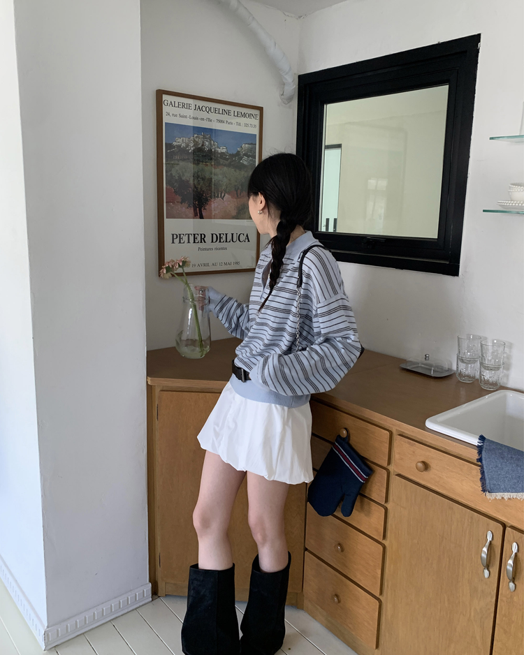 輕薄金屬扣細節泡泡短裙