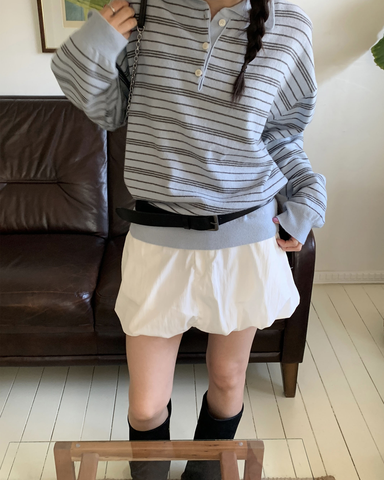 輕薄金屬扣細節泡泡短裙