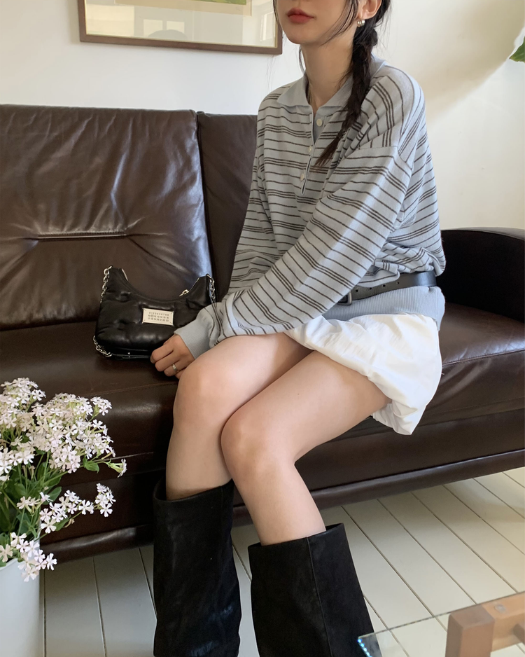 輕薄金屬扣細節泡泡短裙