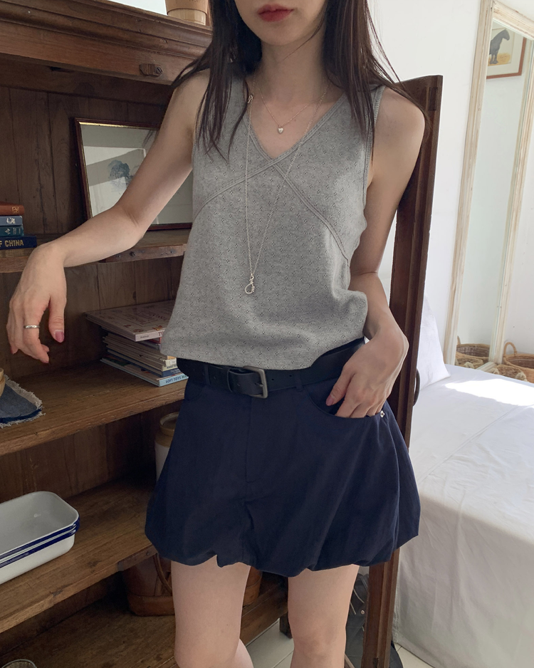 輕薄金屬扣細節泡泡短裙