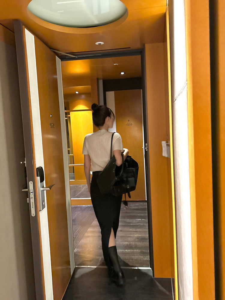 高質後開叉修身直裙
