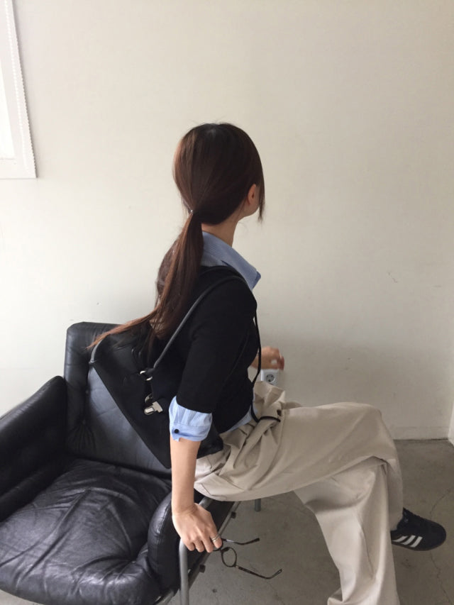 極簡基礎雙壓褶直褲