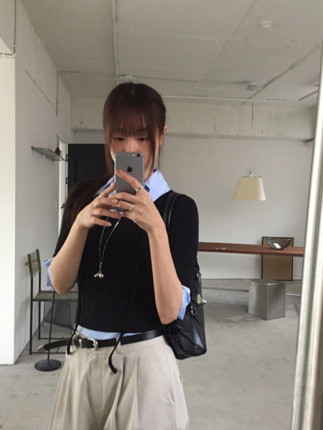 極簡基礎雙壓褶直褲