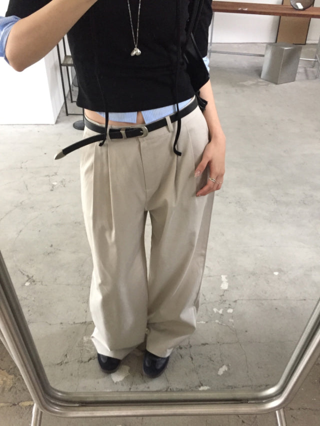 極簡基礎雙壓褶直褲