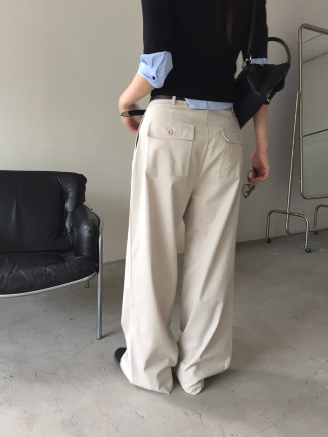 極簡基礎雙壓褶直褲