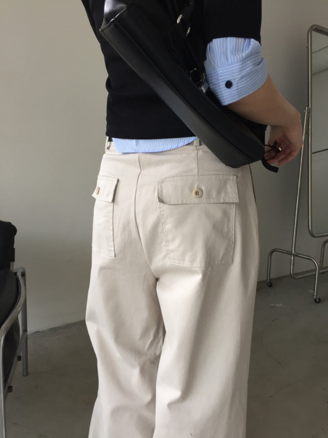 極簡基礎雙壓褶直褲