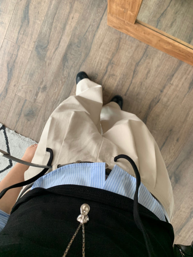極簡基礎雙壓褶直褲