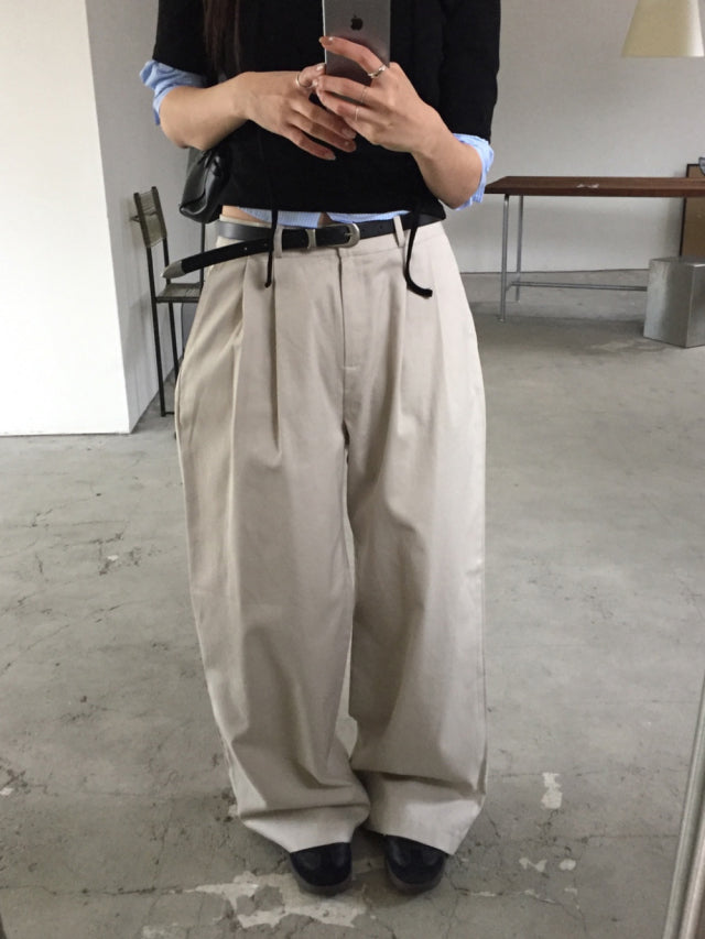 極簡基礎雙壓褶直褲