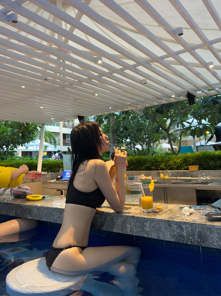 (現)高質美背細節窩夫紋理泳衣