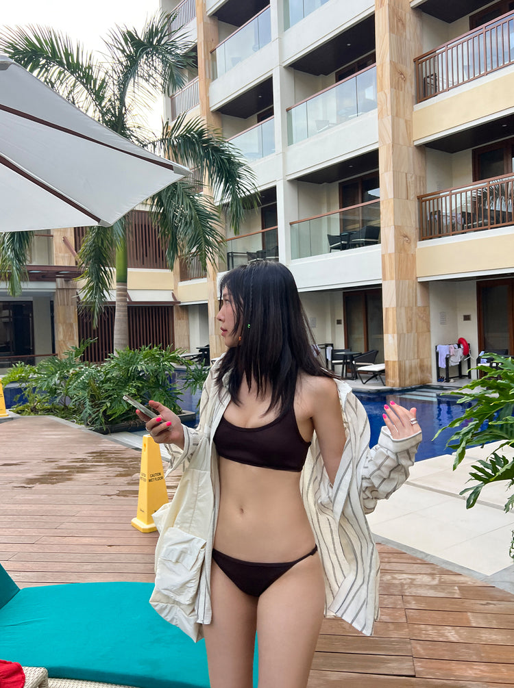 (現)高質美背細節窩夫紋理泳衣