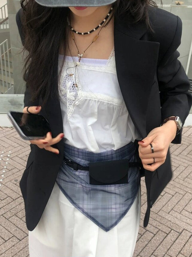 微透格紋三角巾