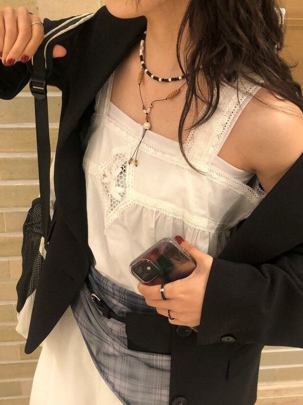 微透格紋三角巾