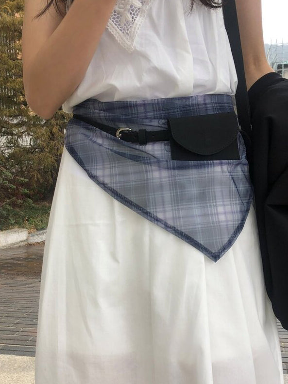 微透格紋三角巾