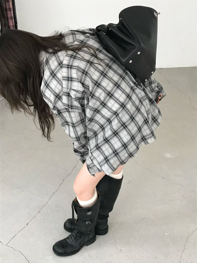 高質撞色格紋襯衫