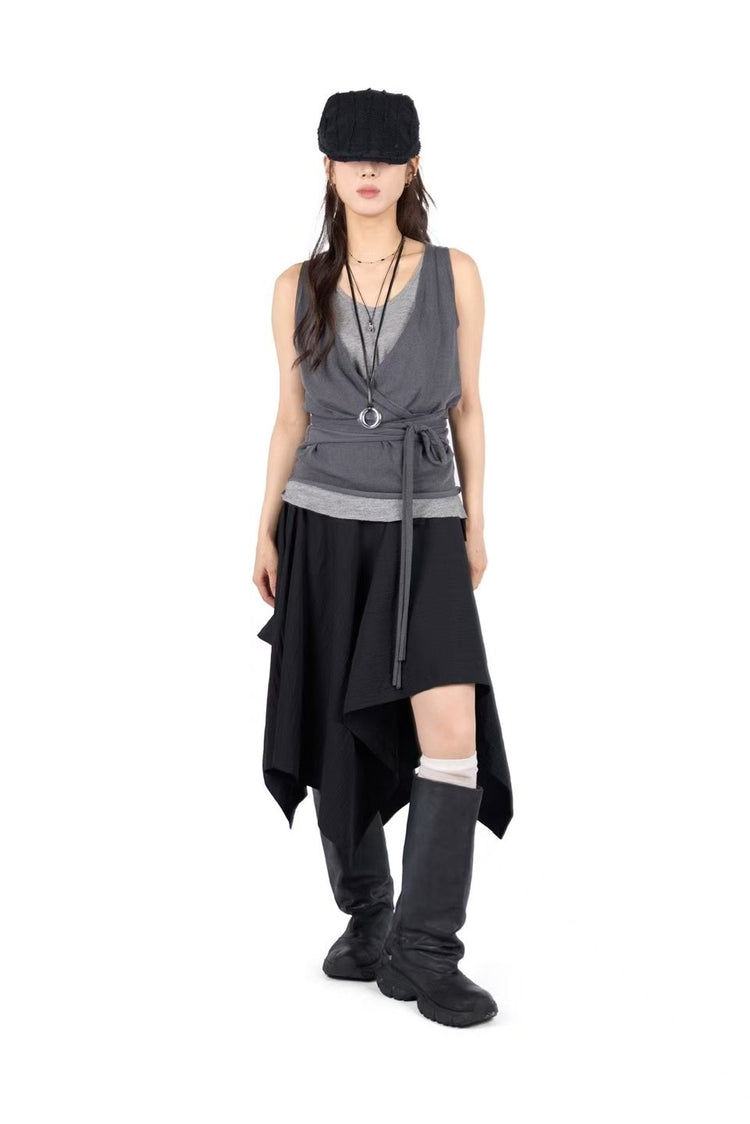 不對稱下擺設計感半裙