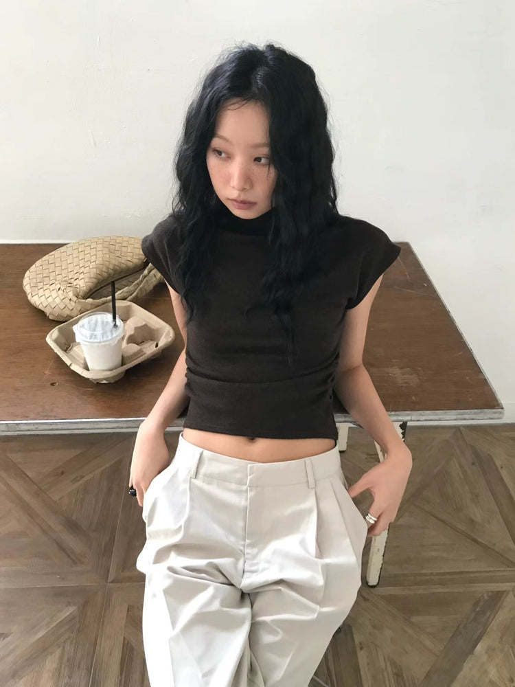 小企領側抓皺修身上衣
