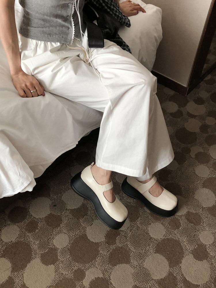 休閒感條紋垂帶直褲
