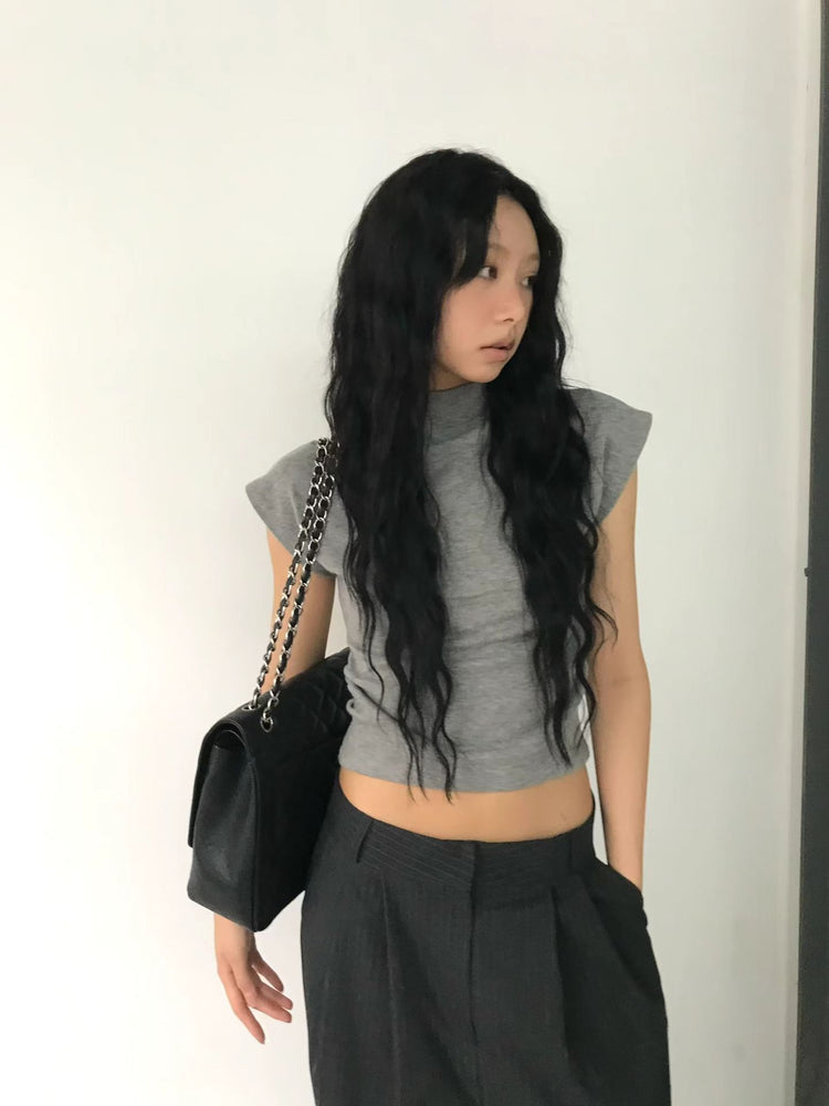 小企領側抓皺修身上衣