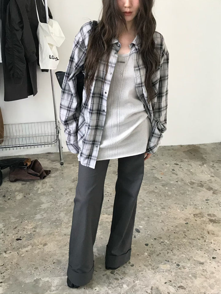 高質撞色格紋襯衫