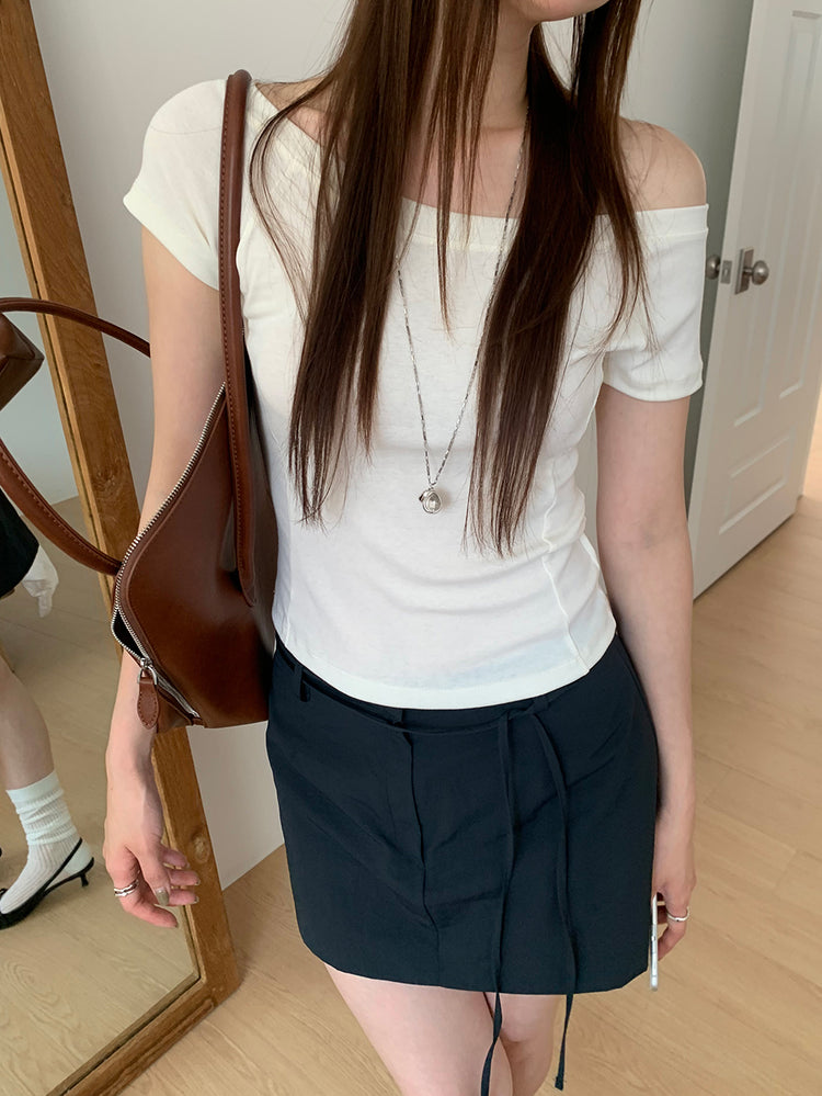 輕薄尼龍綁帶細節裙褲
