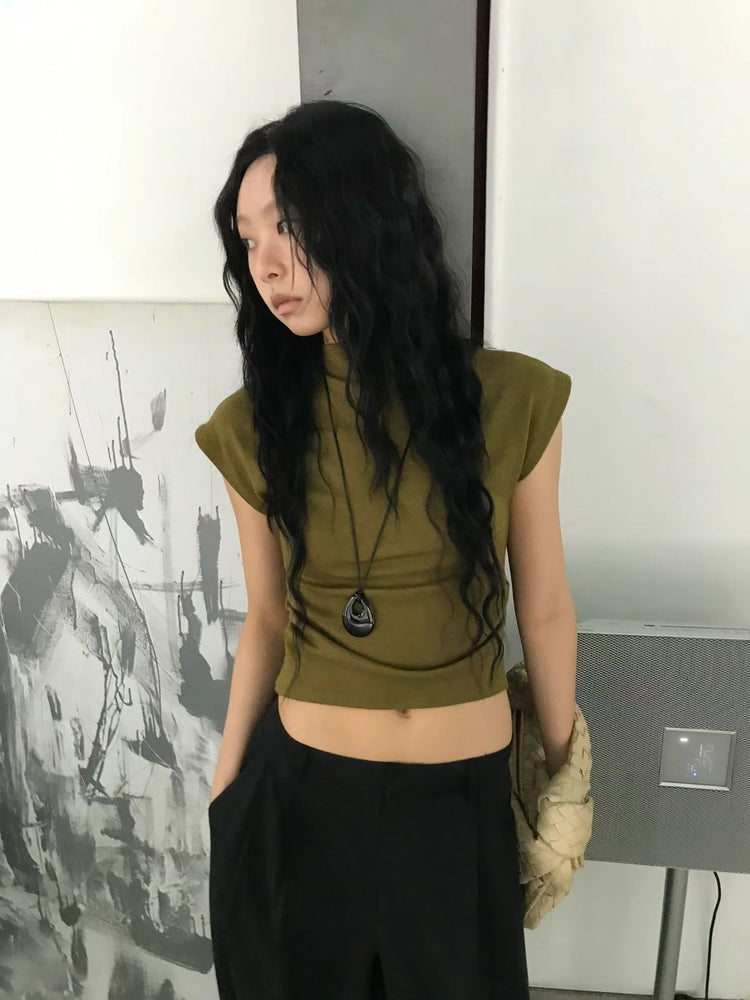 小企領側抓皺修身上衣