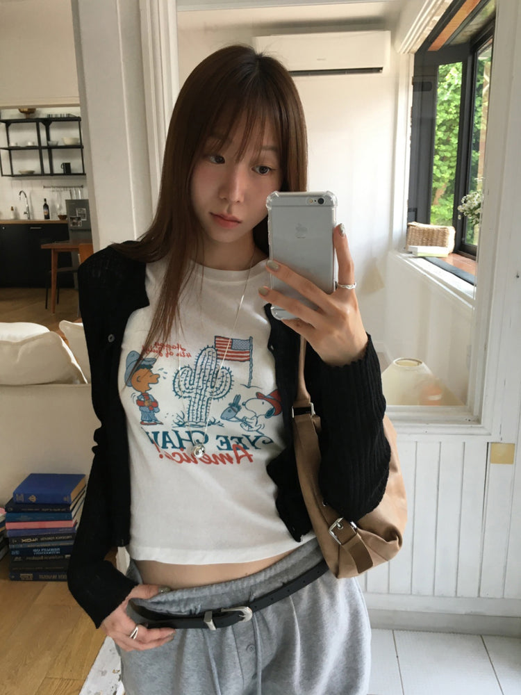 史努比圖案合身tee