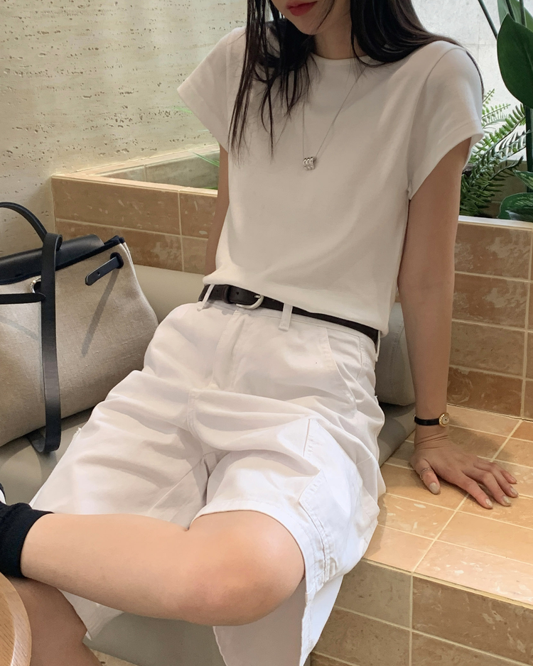 背扣側口袋細節五分褲