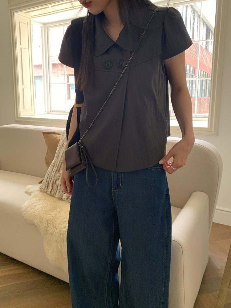 翻領側鈕扣細節上衣