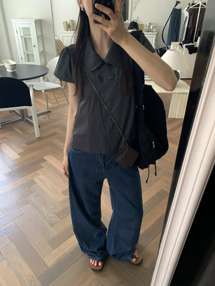 翻領側鈕扣細節上衣