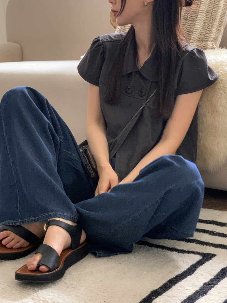 翻領側鈕扣細節上衣
