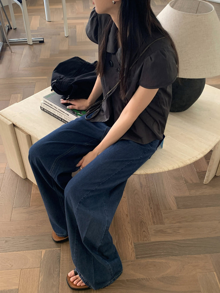 翻領側鈕扣細節上衣