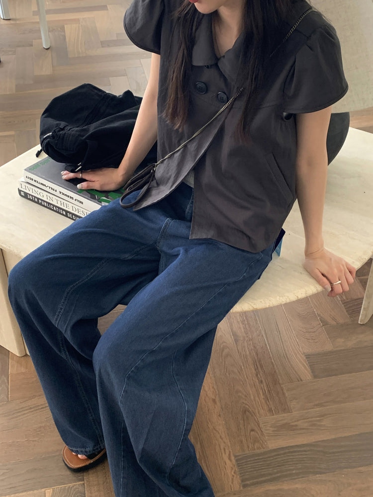 翻領側鈕扣細節上衣