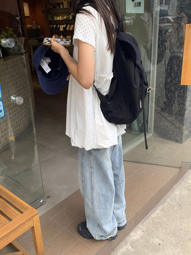 側弧壓線口袋細節牛仔褲